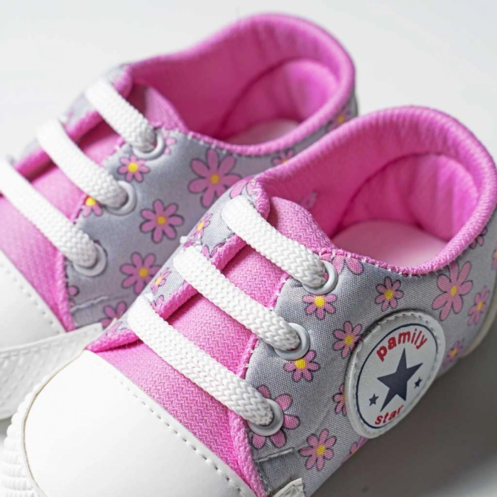 Βρεφικά παπούτσια αγκαλιάς για κορίτσια Flower Star ροζ κοριτσίστικο με λουλούδια άνετο για βόλτα δώρο νεογέννητα τύπου converse all star 3