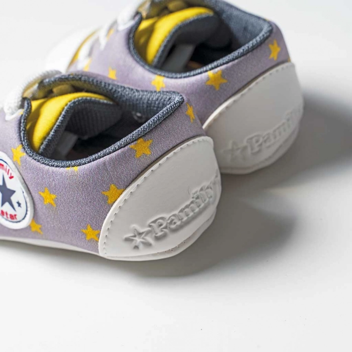 Βρεφικά παπούτσια αγκαλιάς για αγόρια Family Star κίτρινο αγορίστικο άνετο για βόλτα δώρο νεογέννητα τύπου converse 1
