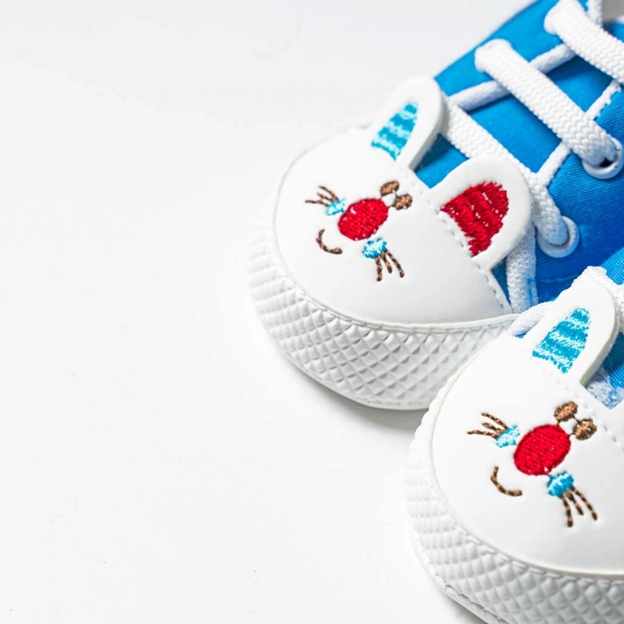 Βρεφικά παπούτσια αγκαλιάς για αγόρια Star Rabit θαλασσί αγορίστικο άνετο για βόλτα δώρο νεογέννητα τύπου converse all star 4