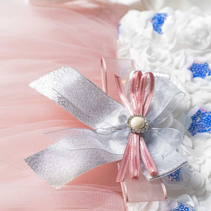 Βρεφικό φόρεμα για κορίτσια Modena ροζ πούδρας κοριτσίστικο επίσημο για γάμο βάφτιση με
