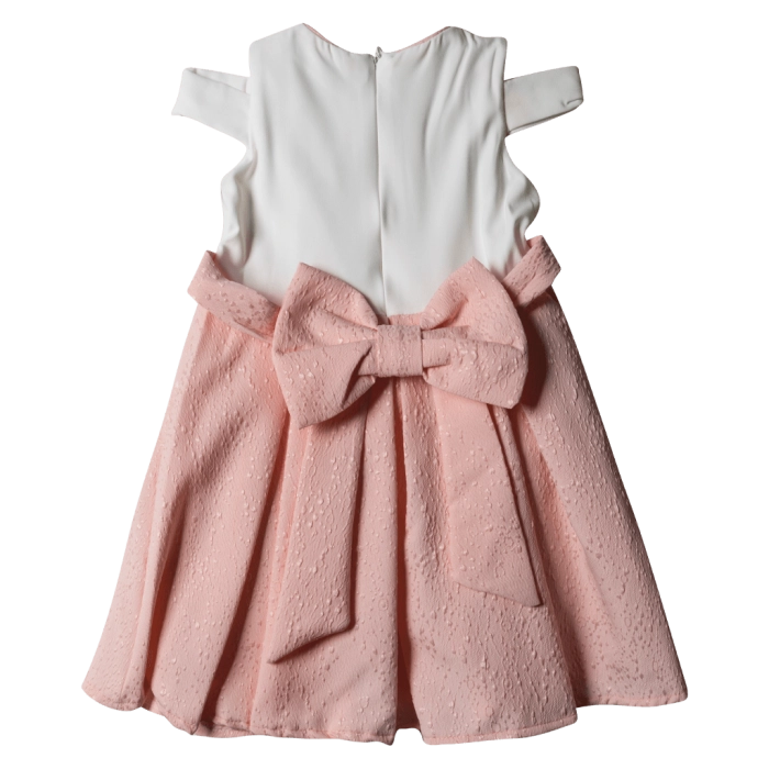 Παιδικό φόρεμα για κορίτσια Amalfi σομόν κοριτσίστικο επίσημο για γάμο βάφτιση με στρας με λουλούδια ια γιορτή εκδήλωση φιόγκος