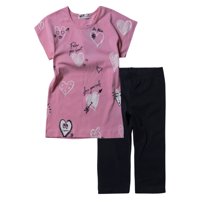 Παιδικό σετ Nek για κορίτσια Hearts Ροζ κοριτσίστικο καθημερινό για βόλτα για γυμναστική online
