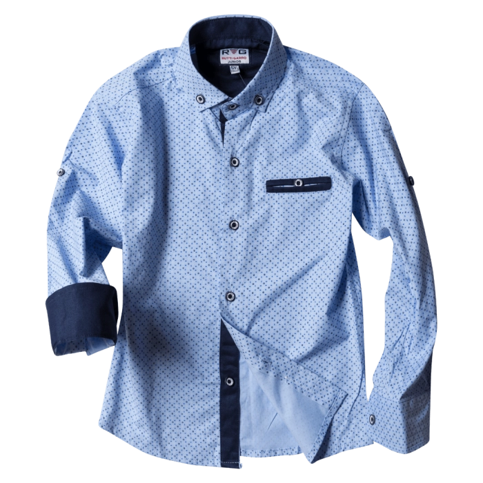 Παιδικό πουκάμισο για αγόρια Denim ρόμβος γαλάζιο με σχέδια μοντέρνο επίσυμο για βάφτιση γάμο οικονομικά poukamiso