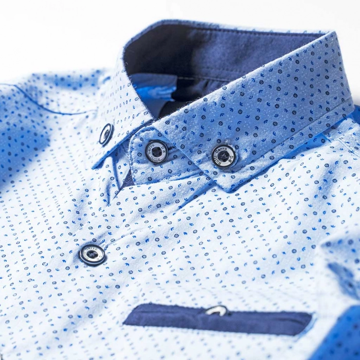 Παιδικό πουκάμισο για αγόρια Denim ρόμβος γαλάζιο με σχέδια μοντέρνο επίσυμο για βάφτιση γάμο οικονομικά poukamiso 3
