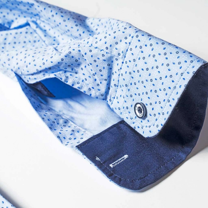 Παιδικό πουκάμισο για αγόρια Denim ρόμβος γαλάζιο με σχέδια μοντέρνο επίσυμο για βάφτιση γάμο οικονομικά poukamiso 1