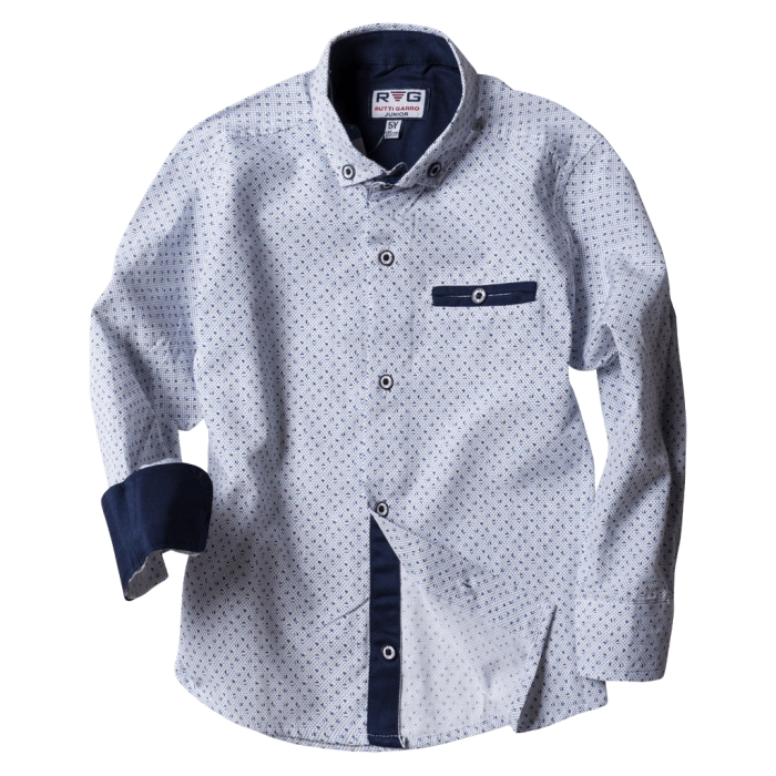 Παιδικό πουκάμισο για αγόρια Desing άσπρο με σχέδια μοντέρνο επίσυμο για βάφτιση γάμο οικονομικά poukamiso