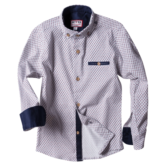 Παιδικό πουκάμισο για αγόρια Lachour2 άσπρο με σχέδια μοντέρνο επίσυμο για βάφτιση γάμο οικονομικά poukamiso
