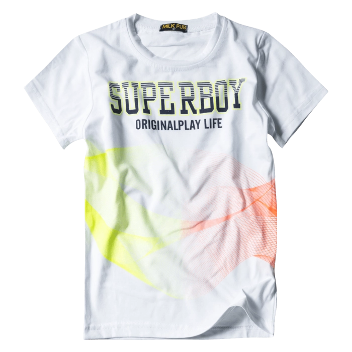 Παιδική μπλούζα για αγόρια Superboy πορτοκαλί αγορίστικη για το σχολείο καθημερινή αθλητική athletic οικονομική με στάμπα