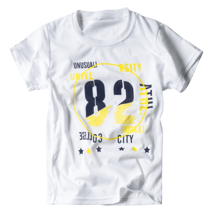 Παιδική μπλούζα για αγόρια League82 άσπρο αγορίστικη για το σχολείο καθημερινή αθλητική athletic οικονομική με στάμπα