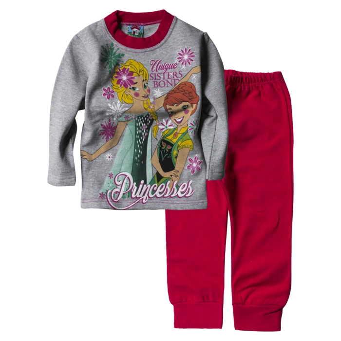 Παιδική πιτζάμα για κορίτσια Princesses Φούξια για κοριτσάκια με στάμπα Έλσα Άννα elsa με χνούδι koritsia