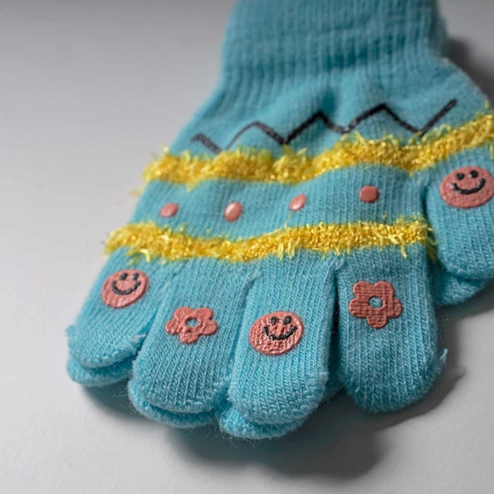 Παιδικά γάντια για κορίτσια Emoji Τυρκουάζ κοριτσίστικα φτηνά ζεστά φλούο πλεκτά ελαστικά παιδικά φατσούλες παιδικα ρουχα 1