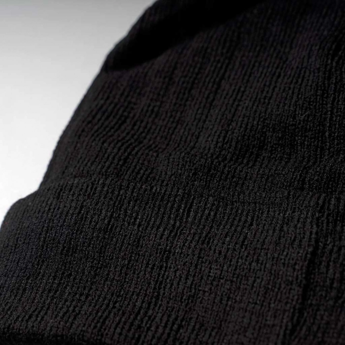 Παιδικός σκούφος για αγόρια Revolution Μαύρο ζεστό πλεκτό χνουδοτό αγοτίστικο οικονομικό ελαστικό με χνούδι λάστιχο