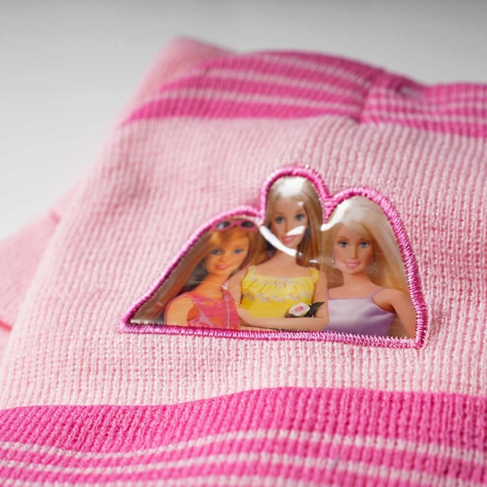 Σετ σκούφος κασκόλ γάντια Barbie Friends Ροζ κοριτσίστικο ζεστό μοντέρνο ποιοτικό οικονομικό φθηνό 3