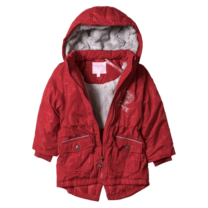Παιδικό μπουφάν Εβίτα για κορίτσια Heart κόκκινο επώνυμα μπουφάν για κοριτσάκια χειμερινά οικονομικά online ετών