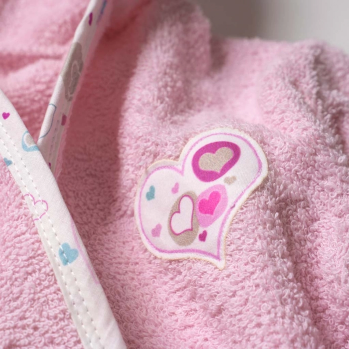 Παιδικό μπουρνούζι για κορίτσια Hearts ροζ βαμβακερά μπουρνούζια αγορίστικα πετσέτες μπάνιου online 4