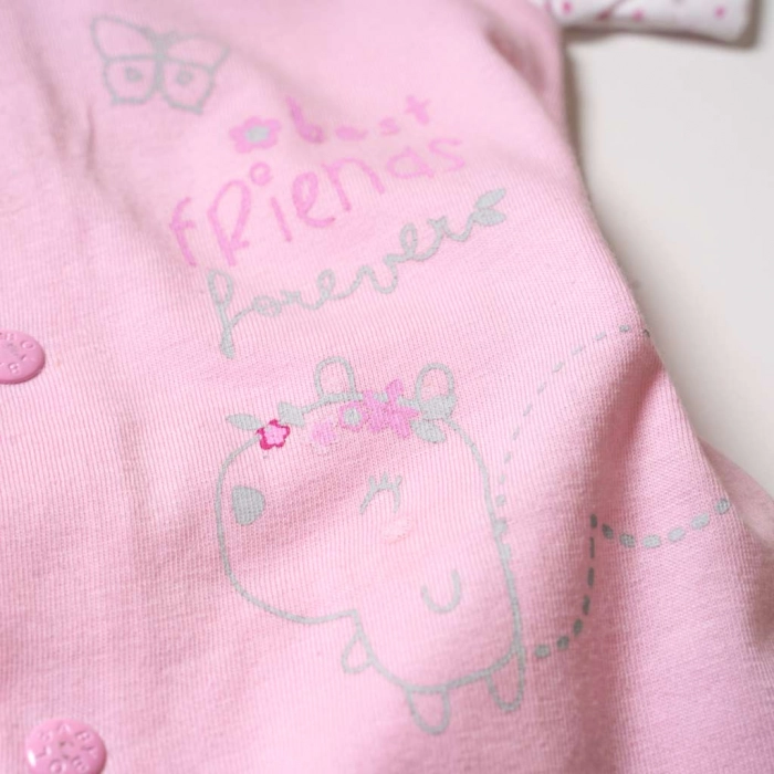 Βρεφικό φορμάκι Babybol για κορίτσια Friends ροζ μοντέρνα ζιπουνάκια καλοκαιρινά κοντομάνικα για μωράκια online 7