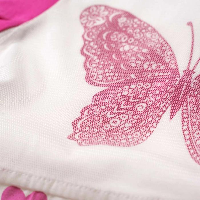 Βρεφικό φορμάκι για κορίτσια Butterfly φούξια μοντέρνα ζιπουνάκια καλοκαιρινά κοντομάνικα για μωράκια online 2