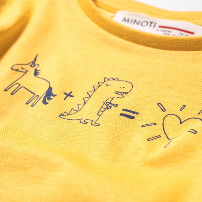 Βρεφική μπλούζα Minoti για κορίτσια Uni Dyno κίτρινο μοντέρνα επώνυμα παιδικά ρούχα online μηνών 1