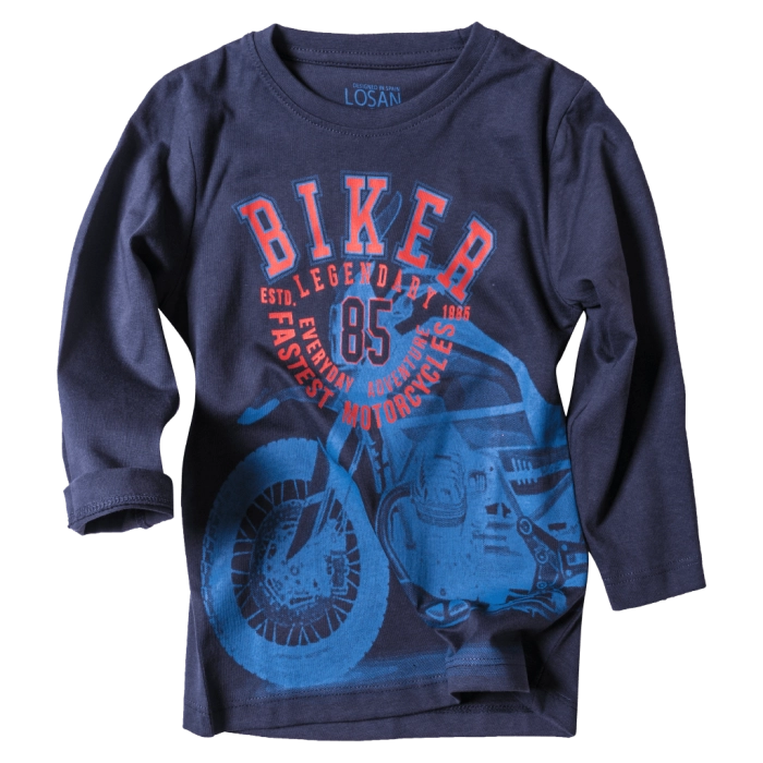 Παιδική μπλούζα Losan για αγόρια Biker Μπλε επώνυμες οικονομικές μπλούζες αγορίστικες online