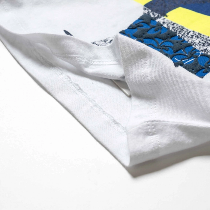 Βρεφική μπλούζα Minoti για αγόρια Cool άσπρη μοντέρνα αγορίστικη καλοκαιρινή ύφασμα