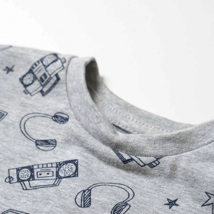 Βρεφική μπλούζα Minoti για αγόρια funky γκρι καλοκαιρινή βαμβακερό ύφασμα
