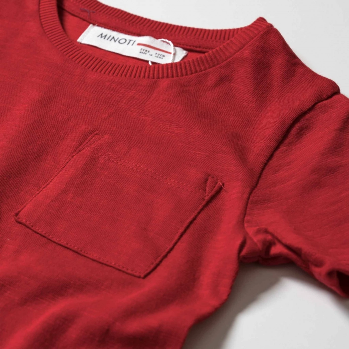 Παιδική μπλούζα Minoti για αγόρια Basic κόκκινη τσέπη στο στήθος