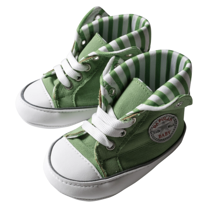 Βρεφικά παπούτσια για αγόρια Stripes Πράσινο αγορίστικα μποτάκια με κορδόνια μοντέρνα