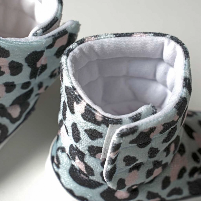 Βρεφικά παπούτσια για κορίτσια Λεοπάρ Σιέλ κοριτσίστικα μποτάκια animal pritn μοντέρνα 3