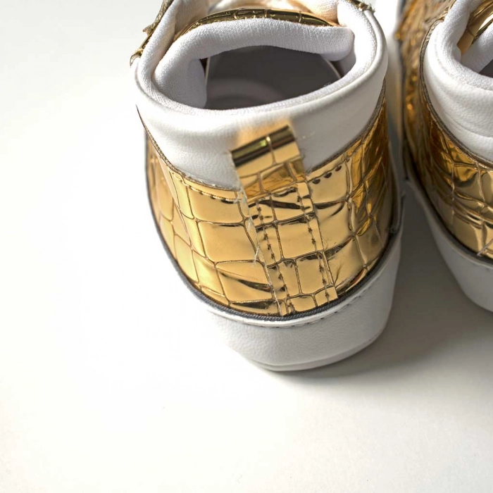 Βρεφικά παπούτσια για κορίτσια Metalic Χρυσό κοριτσίστικα μποτάκια με κορδόνια γυαλιστερά μοντέρνα 3