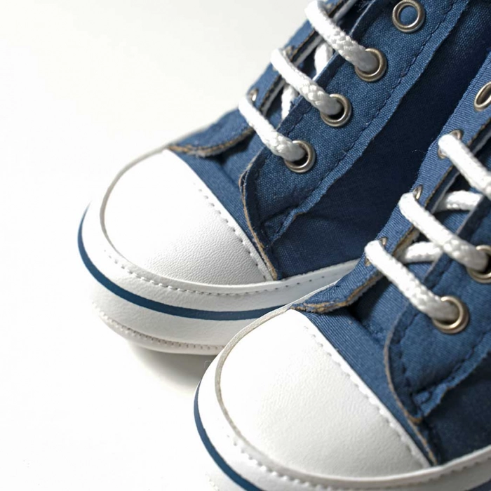 Βρεφικά παπούτσια για αγόρια Stary Μπλε αγορίστικα μποτάκια με κορδόνια μοντέρνα 2