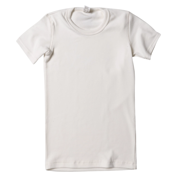 Παιδική ισοθερμική μπλούζα unisex Άσπρο άνετο με χνούδι κοντομάνικο ζεστό οικονομικό 