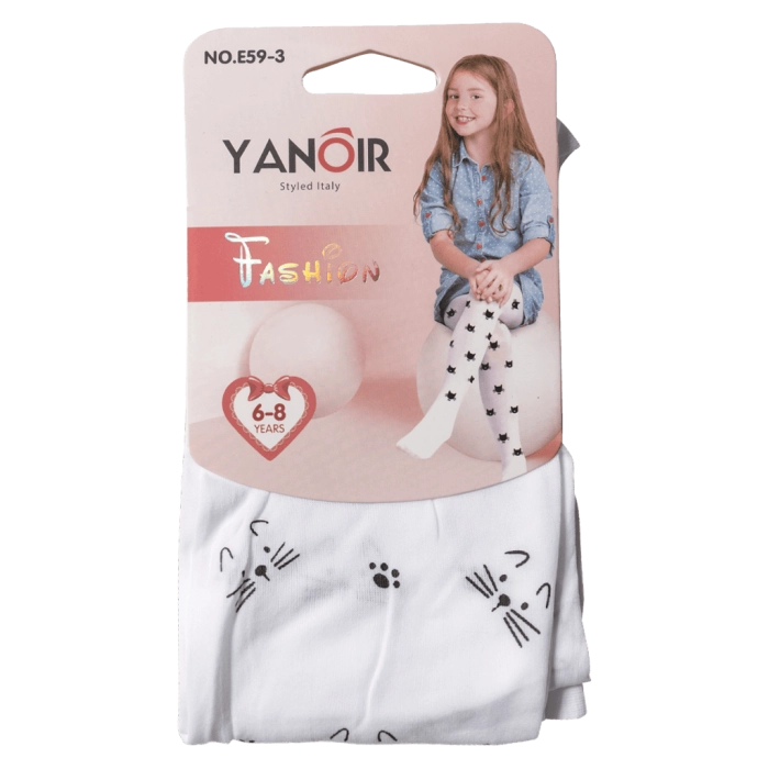 Παιδικό καλσόν για κορίτσια Yanoir Cat Άσπρο κοριτσίστικο ποιοτικό εντυπωσιακό μοντέρνο