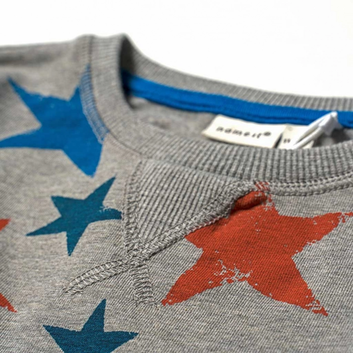 Παιδική μπλούζα Name it για αγόρια Stars Γκρι αγορίσιτκη επώνυμη φούτερ ζεστή μοντέρνα 1