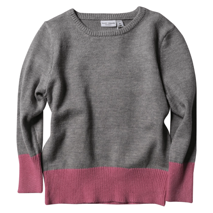 Παιδική μπλούζα Name it για κορίτσια Knitted Γκρι Ροζ κοριτσίστικη πλεχτή δίχρωμη μοντέρνα επώνυμη