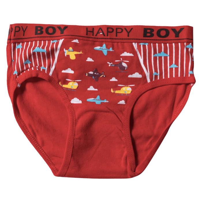 Παιδικό σλιπ βρακάκι για αγόρια Happy Boy Airplane Κόκκινο αγορίστικο ποιοτικό εσώρουχο με σχέδια