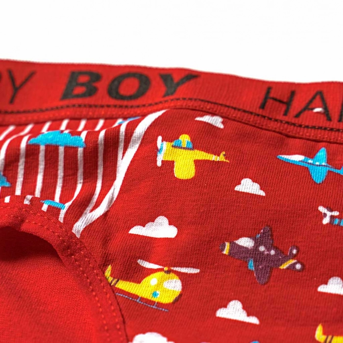 Παιδικό σλιπ βρακάκι για αγόρια Happy Boy Airplane Κόκκινο αγορίστικο ποιοτικό εσώρουχο με σχέδια 1