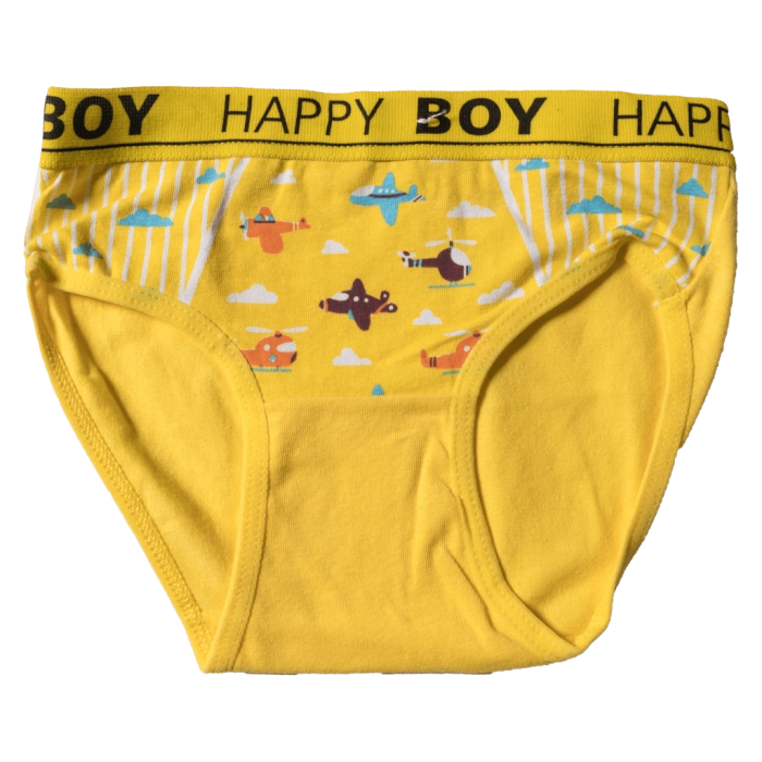 Παιδικό σλιπ βρακάκι για αγόρια Happy Boy Airplane Κίτρινο αγορίστικο ποιοτικό εσώρουχο με σχέδια