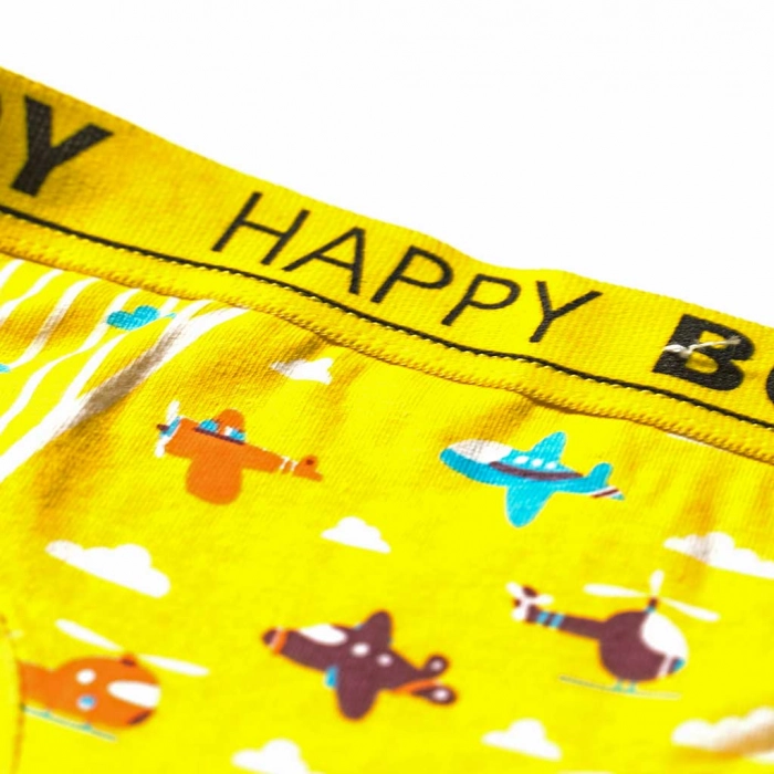Παιδικό σλιπ βρακάκι για αγόρια Happy Boy Airplane Κίτρινο αγορίστικο ποιοτικό εσώρουχο με σχέδια 1
