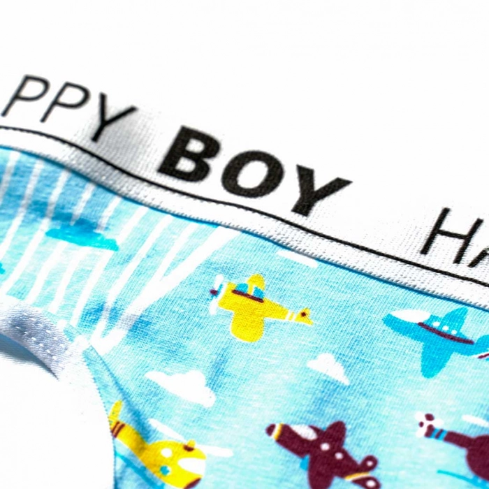 Παιδικό σλιπ βρακάκι για αγόρια Happy Boy Airplane Άσπρο αγορίστικο ποιοτικό εσώρουχο με σχέδια 2