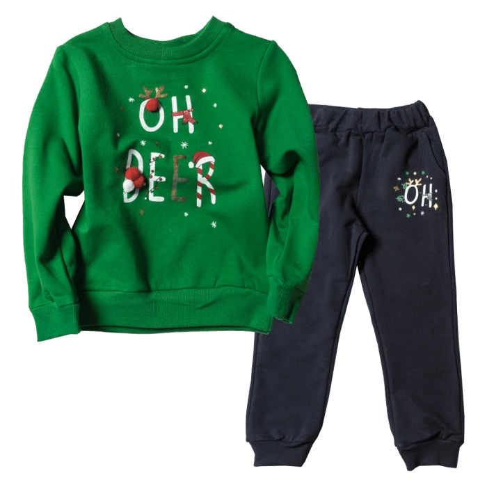 Παιδικό χριστουγεννιάτικο σετ Oh Deer Πράσινο αγορίστικο και κοριτσίστικο οικονομικό ποιοτικό μοντέρνο ζεστό