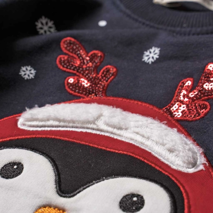 Βρεφικό χριστουγεννιάτικο σετ Penguin Μπλε αγορίστικο και κοριτσίστικο οικονομικό ποιοτικό μοντέρνο ζεστό 3