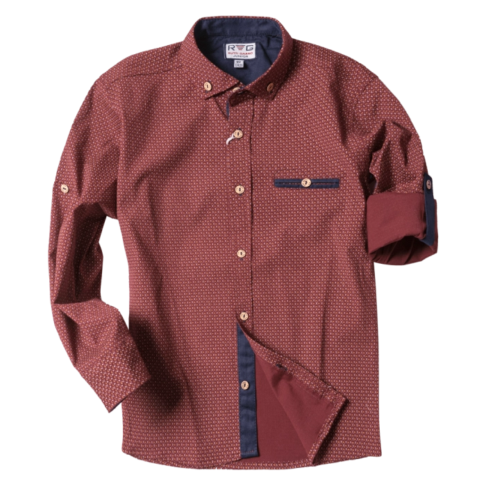 Παιδικό πουκάμισο για αγόρια Chordal μπορντό καλά πουκάμισα για αγοράκια ετών βαμβακερά μοντέρνα ιδιαίτερα online
