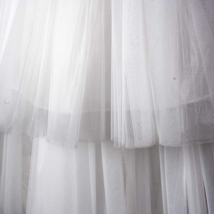 Παιδικό φόρεμα για κορίτσια Siena Λευκό κοριτσίστικο ποιοτικό εντυπωσιακό για γάμο βάφτιση τούλι