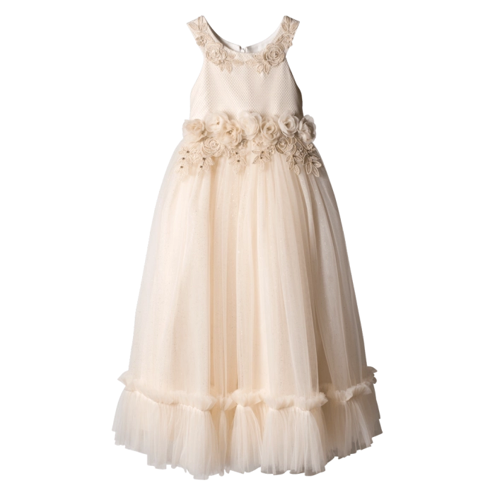 Παιδικό φόρεμα για κορίτσια Ercolano Εκρού κοριτσίστικο ποιοτικό εντυπωσιακό για γάμο βάφτιση
