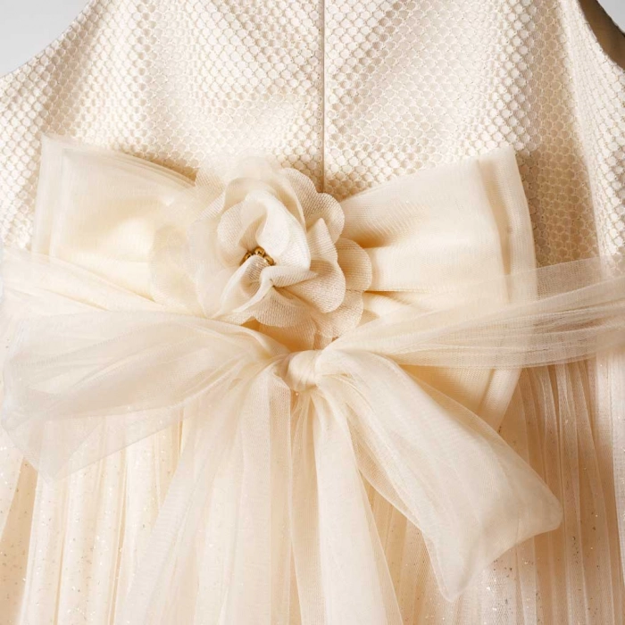 Παιδικό φόρεμα για κορίτσια Ercolano Εκρού κοριτσίστικο ποιοτικό εντυπωσιακό για γάμο βάφτιση φιόγκος