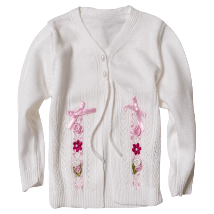 Παιδική ζακέτα για κορίτσια Flowers άσπρη κλασσική πλεκτή ζακέτα για κορίτσια ετών παιδικά ρούχα Online