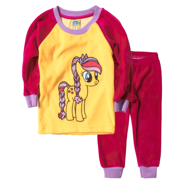 Παιδική πιτζάμα Like για κορίτσια Pony κίτρινο ελληνικές fleece ζεστές πιτζάμες χοντρές ζεστές για κοριτσάκια ετών