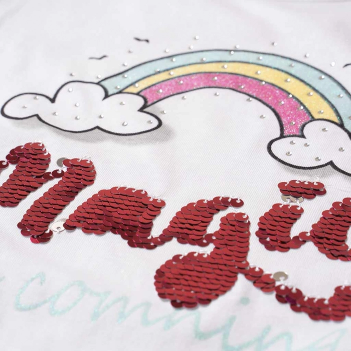 Παιδικό σετ New College για κορίτσια Magic Rainbow άσπρο επώνυμα σετ κοριτσίστικα με κολάν παγιέτες μοντέρνα καλοκαιρινά ετών online 4