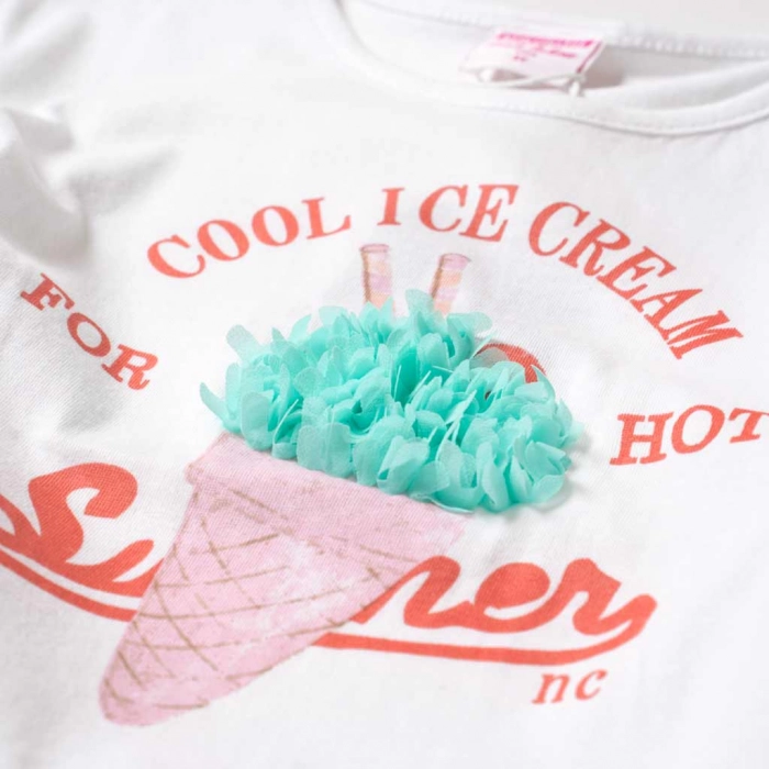 Παιδικό σετ New College για κορίτσια Ice Cream Hot Summer άσπρο επώνυμα σετ κοριτσίστικα με κολάν παγιέτες μοντέρνα καλοκαιρινά ετών online 3