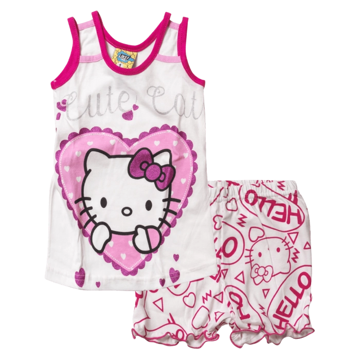 Παιδική πιτζάμα Like για κορίτσια Kitty άσπρο επώνυμες ελληνικές πιτζάμες καλοκαιρινές μοντέρες αγορίστικες αγοράκια ετών online
